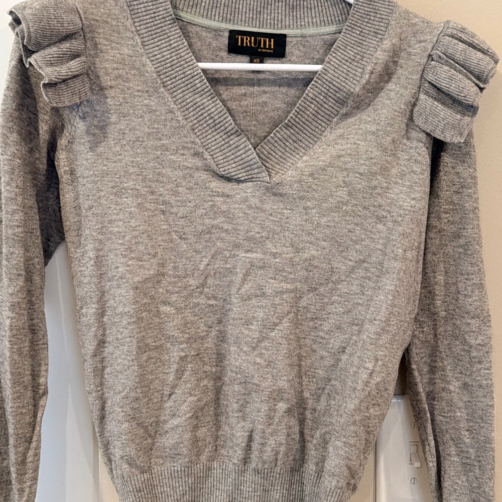 Truth Gray Sweater with Ribbed Collar - Picture 2 of 3